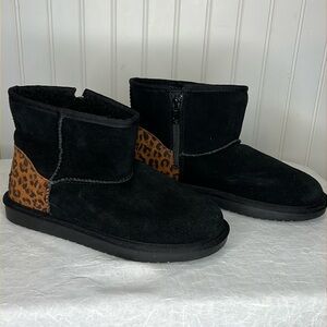 Koolaburra Mini II Cheetah Cozy Short Boots Size Big Girl 4